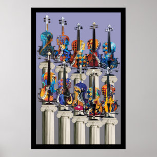 Poster do violino, arte da parede da música do