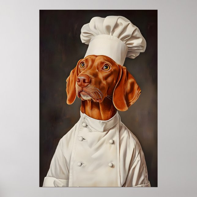 Poster do Vizsla com Chapéu de Chef, Poster de Ani (Frente)