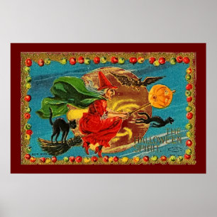 Poster do vôo da bruxa do Dia das Bruxas no