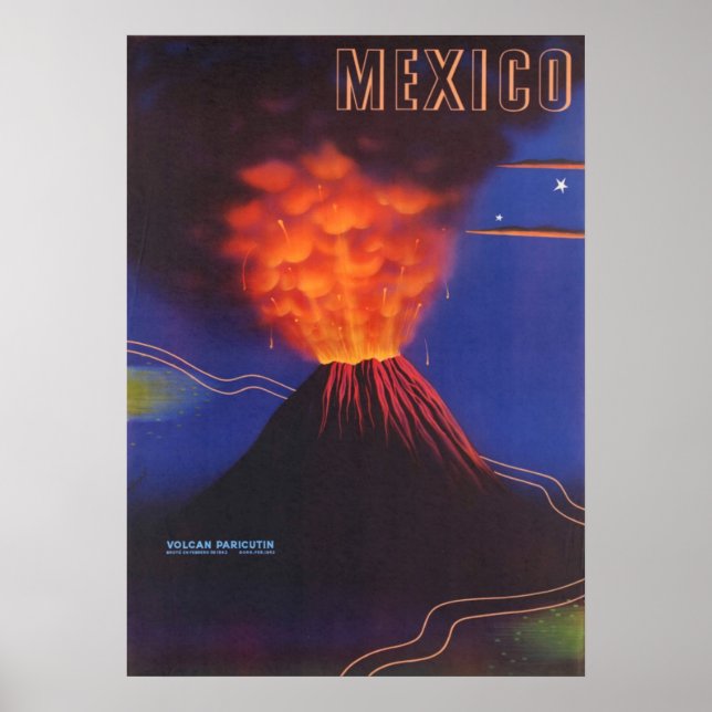Poster do vulcão mexicano (Frente)