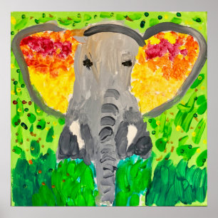 Poster do watercolour do elefante africano