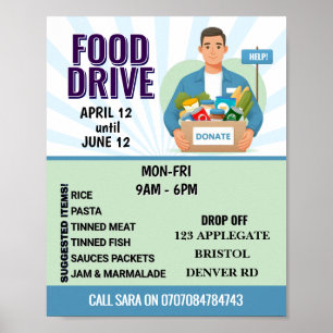 Poster Doação Bancária comida   Design personalizável par