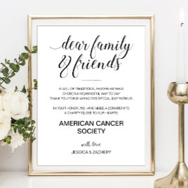 Poster Doação Elegante para Caridade em Lugar de Favores 