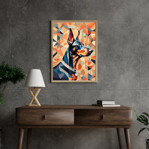 Poster Doberman {BD-C1} Laranja Preto l geométrico