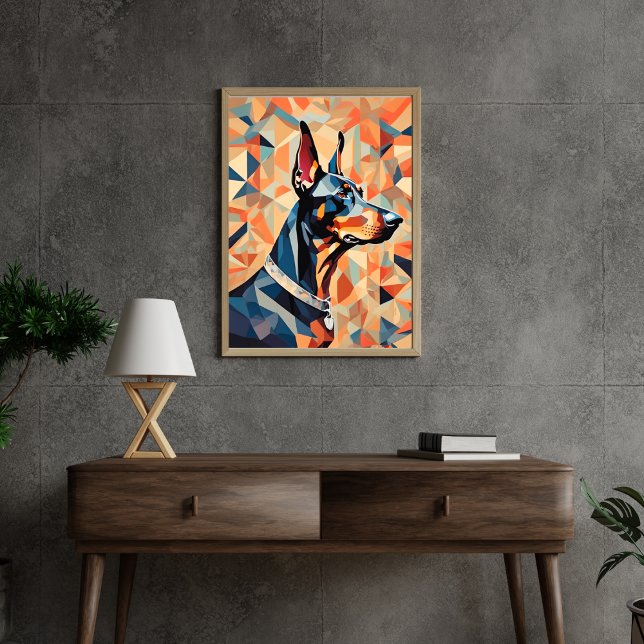 Poster Doberman {BD-C1} Laranja Preto l geométrico (Criador carregado)