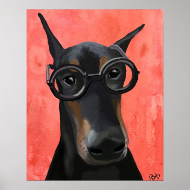 Póster Doberman Com Óculos (Frente)