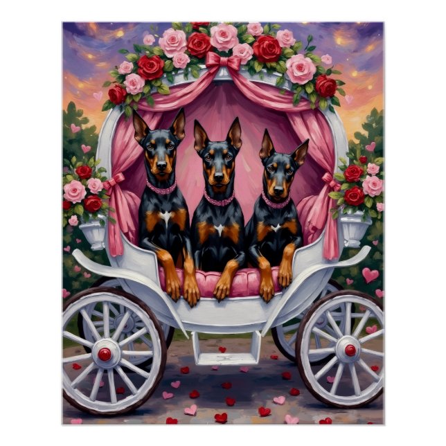 Póster Doberman Dog Valentine's Day  (Frente)