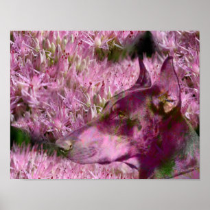 Póster Doberman E Flores Rosa Fantasia Arte Canina
