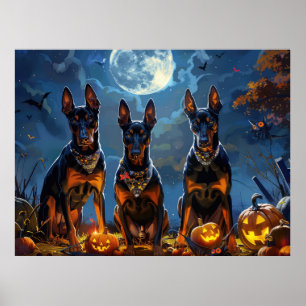 Poster Doberman Halloween Assustador
