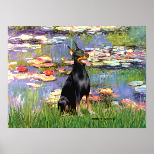 Poster Doberman Pinscher1 - Lírios 2 (Frente)