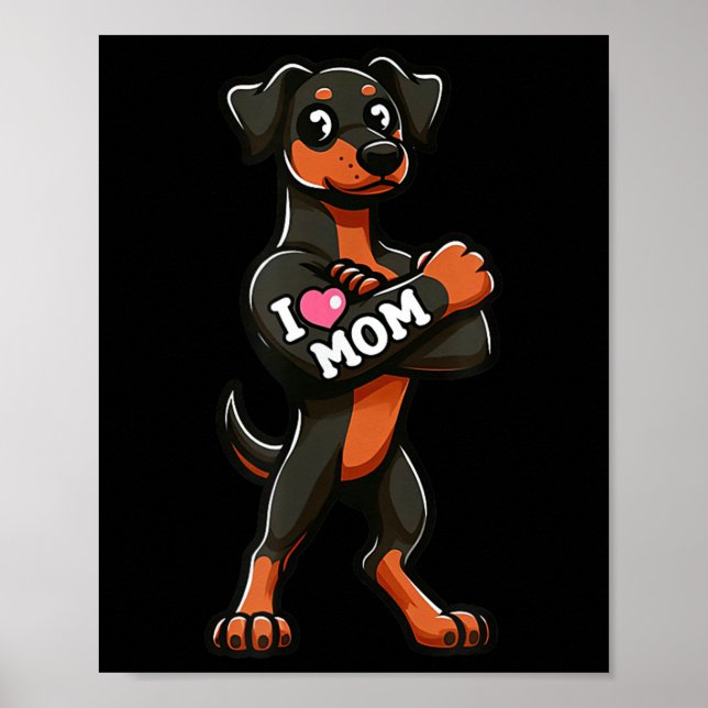 Poster Doberman Pinscher Eu Amo A Mãe Tatuagem De Cachorr (Frente)