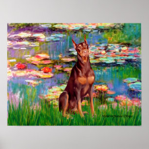 Poster Doberman Pinscher (vermelho) - Lírios 2