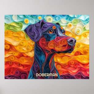 Poster Doberman Quilling Art Dog Portrait