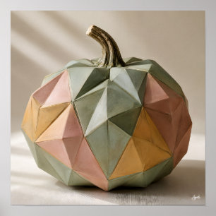 Poster Dobra de Origami Pastel Abóbora