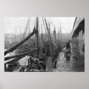 Poster Docas de peixe, Grimsby, início do 20