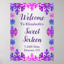 Poster Doce 16 Floco de Neve de inverno Aniversário