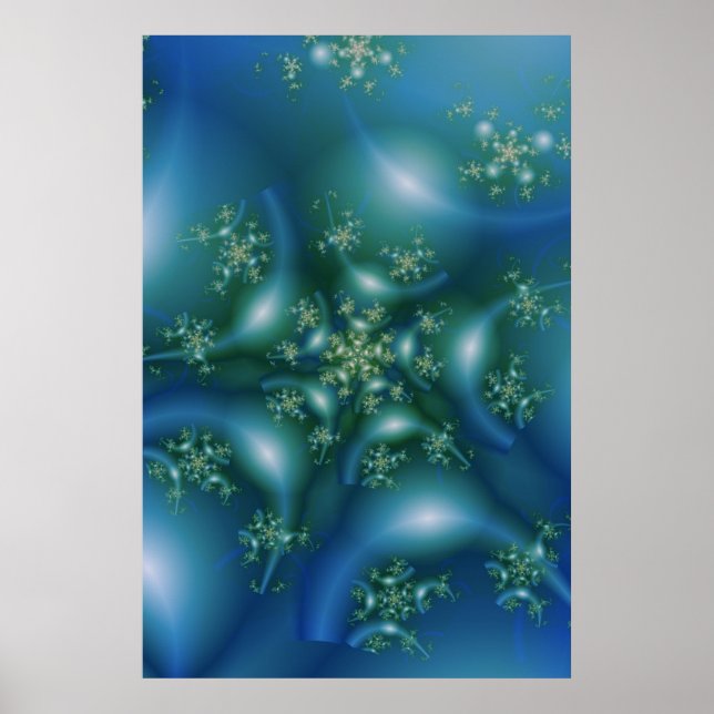 Póster Doce | Arte Fractal Azul e Verde (Frente)