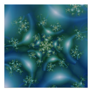 Póster Doce Arte Fractal Azul e Verde