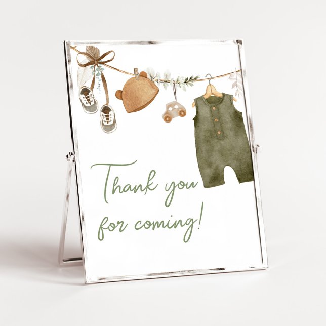 Poster Doce Bebezinho Roupas Boho Obrigado por vir (Boho Clothes Sweet Baby Boy Baby Shower Thank you for Coming Sign)