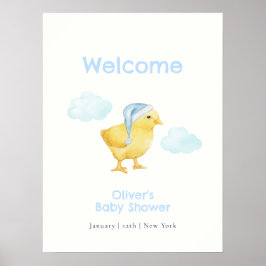 Poster Doce Céu Azul Nuvem Frango Chá de Bebê Boas Vindas