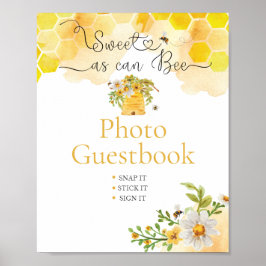 Poster Doce como Abelha Foto Livro de Visitas para Chá de
