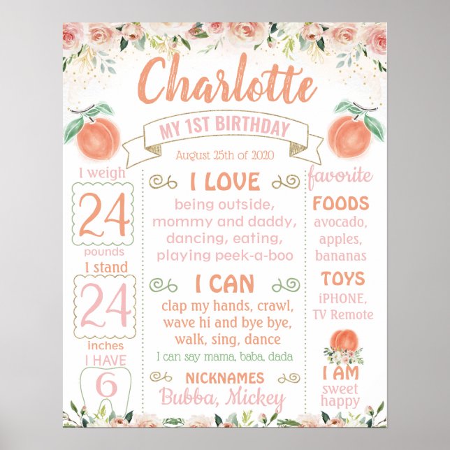 Poster Doce como um sinal de marco de primeiro aniversári (Frente)