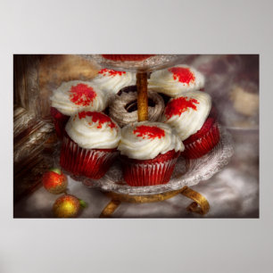 Póster Doce - Cupcake - cupcakes de veludo vermelho