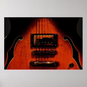 Poster doce da guitarra 36 x 24 dos azuis da alma