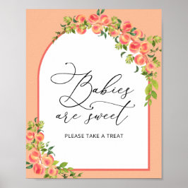 Poster Doce de Chá de fraldas de Pêssego com Aquarela