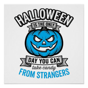 Póster Doce de Halloween de Estranhos Desenho de Abóbora