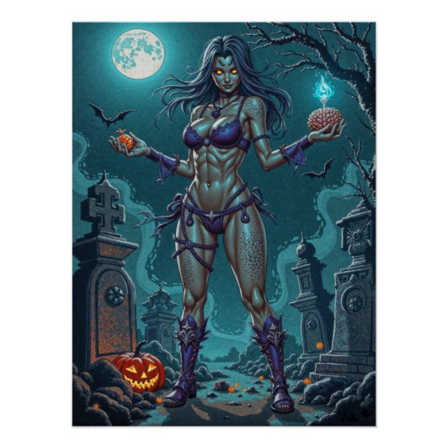Póster Doce de Halloween ou Namorada Zumbi com Miolos (Frente)