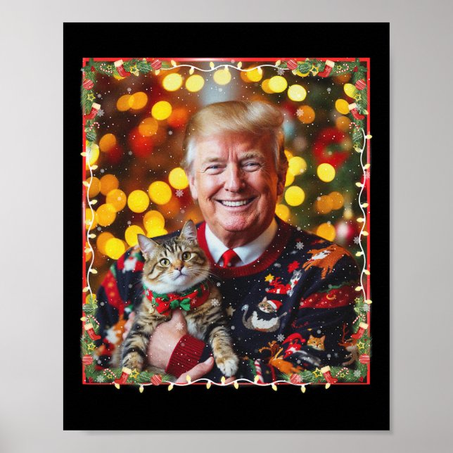 Poster Doce De Natal Engraçado Para Os Pássaros Gatos (Frente)
