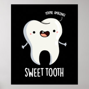 Poster Doce Dental Engraçado Dental Escuro BG