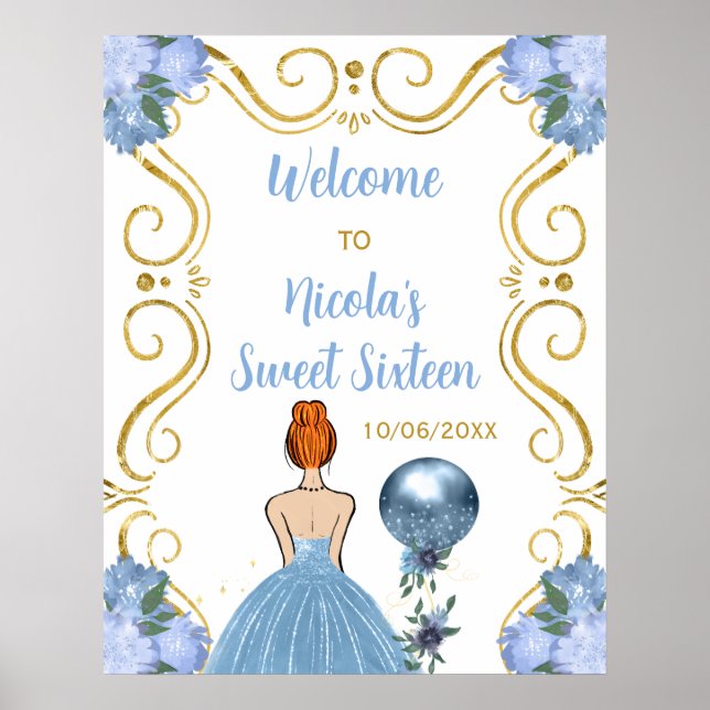 Poster Doce Dezesseis Cabelos Vermelhos Princesa Azul Boa (Frente)