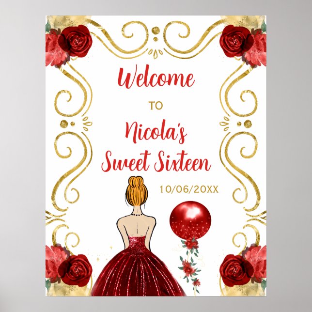 Poster Doce Dezesseis Cabelos Vermelhos Princesa Vermelha (Frente)