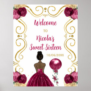 Poster Doce Dezesseis Escuros Princesa Burgundy Boas-vind