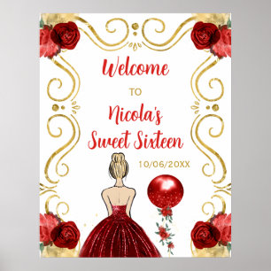 Poster Doce Dezesseis loiras Princesa Vermelha Bem-Vindo