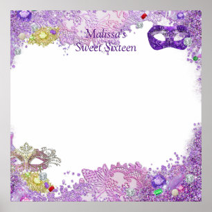Poster Doce Dezesseis, Quinceanera, Quadro de Entrada Mas