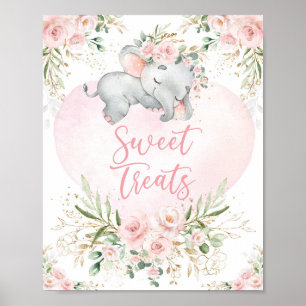 Poster Doce Dreamy Baby Elephant Blush Floral