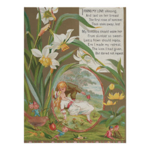 Póster Doce e inocente Valentim vintage, Kate Greenway