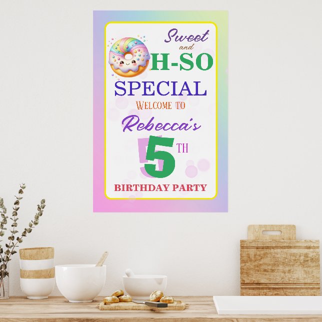 Poster Doce e Tão Especial Donut de Aniversário (Cozinha)