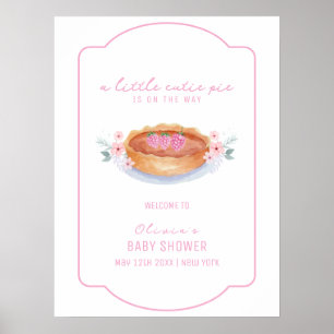 Poster Doce Floral Pie Raspberry Chá de fraldas Bem-vindo
