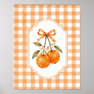 Poster Doce Fruta Laranja Parede Vintage Cereja Cottageco