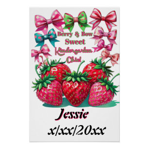 Póster Doce Jardim de Infância Chic com Fruta e Laço