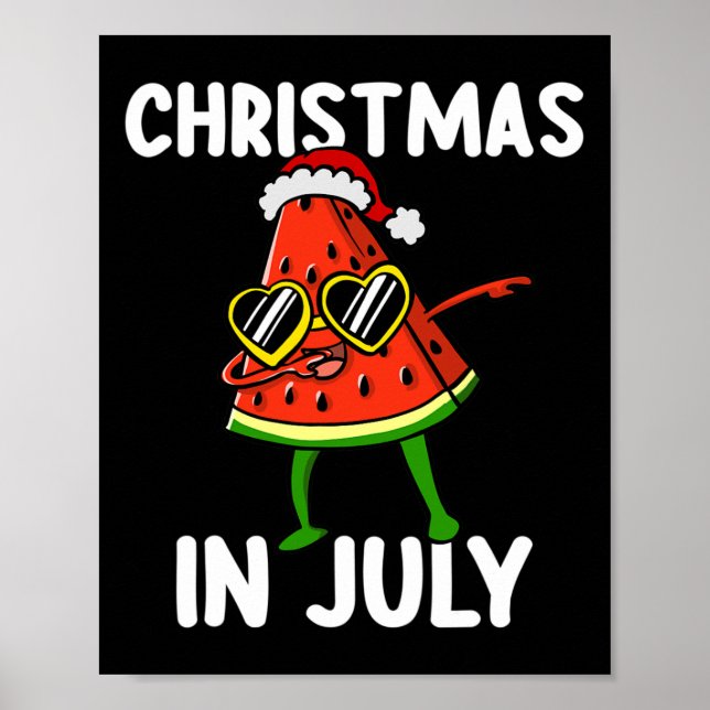 Poster Doce Melancia Dabbing Natal Em Julho Verão V (Frente)