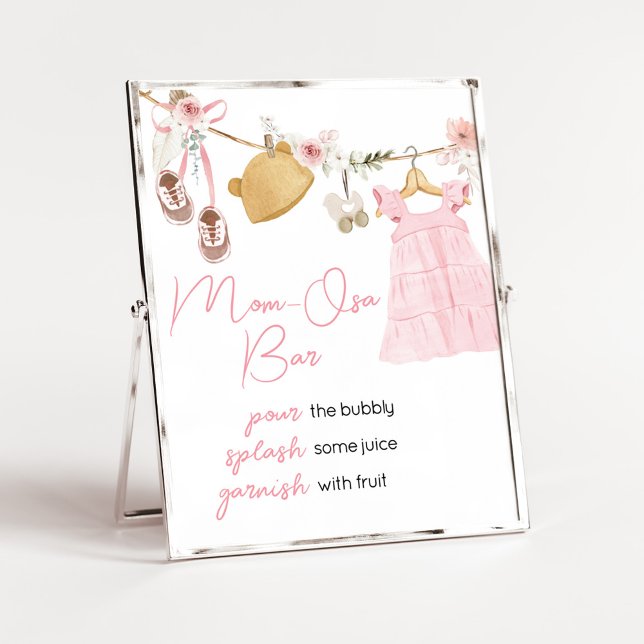 Poster Doce Menina Boho Roupa Bar Mãe-Osa (Sweet Baby Girl Boho Clothes Baby Shower Mom Osa Bar Sign)