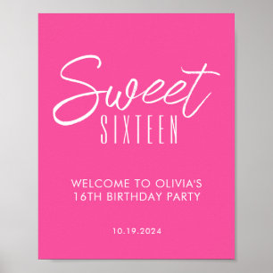 Poster Doce Moderno Sessenta cor-de-rosa 16 anos