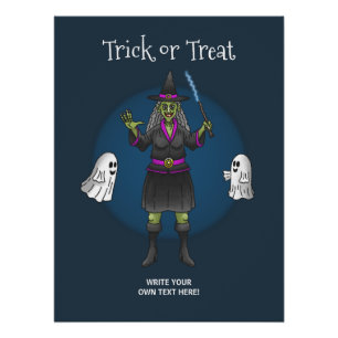 Póster Doce ou Travessura com a Bruxa Verde