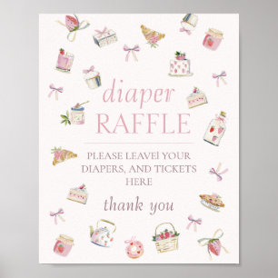 Poster Doce Sobremesa de Morango Baby Shower Rifas de Fra