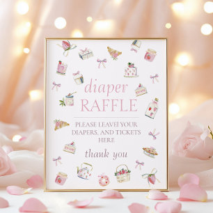 Poster Doce Sobremesa de Morango Baby Shower Rifas de Fra